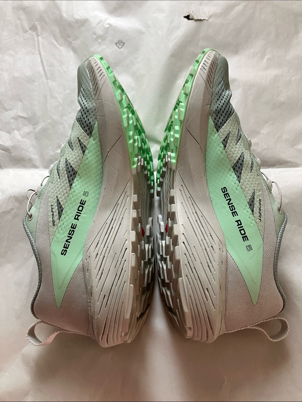 Salomon Sense Ride 5 Light Gray Mint Green Trail Running Shoes